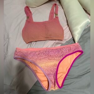 Victoria's Secret Pink Swim Top and Peach Ombre Bikini Bottom Set